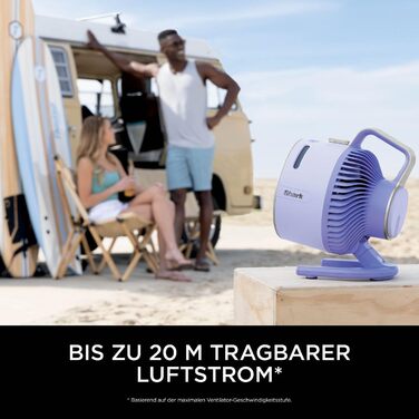 Вентилятор Shark FlexBreeze HydroGo Starker з функцією зволоження, для дому та вулиці, тихий та довговічний, з підключенням до мережі та без, компактний та легкий, струмінь повітря до 20 м, фіолетовий FA050EULV