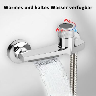 Змішувач для ванни з термостатом та двома виходами, душова лійка з запобіжним клапаном, настінний для ванни та душу, хром