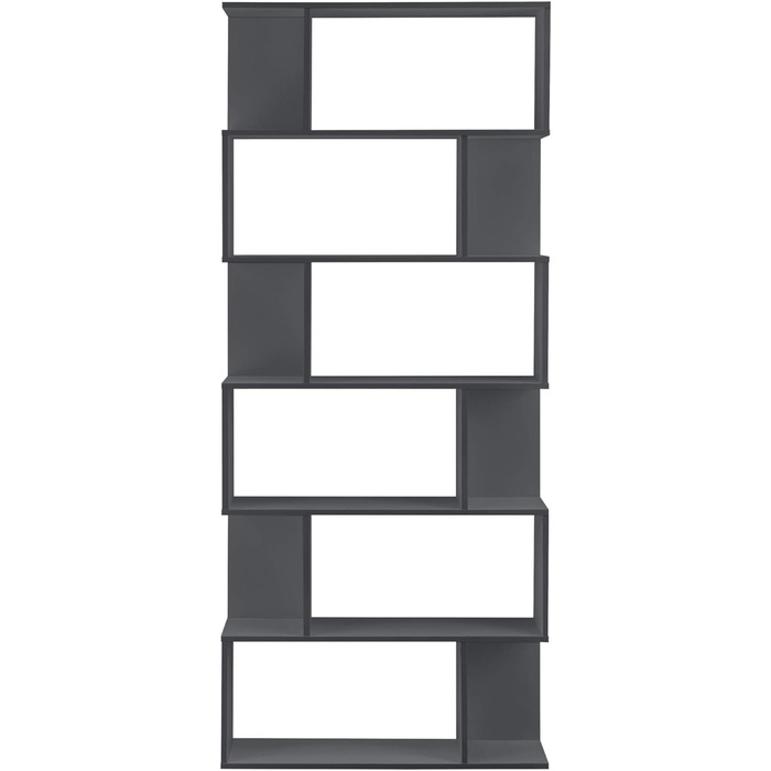 Книжкова полиця з 6 рівнями 192 x 80 x 24 см Кімнатна перегородка Стояча полиця 8 кг на полицю Висока полиця для зберігання документів Офіс для зберігання (темно-сірий)