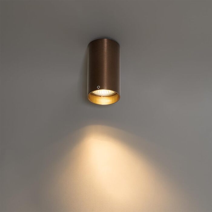 Світлодіодна лампа QAZQA Moderner Spot - світильник на стелю, настінний, для вітальні та спальні, бронзовий, GU10