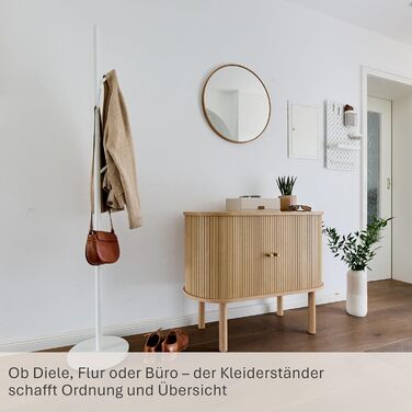 Настінний вішак для одягу Loft - металевий, білий, 5 гачків, 170 см - для прихожей, спальні, офісу