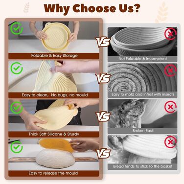 Набір для закваски з силікону MQFORU: 30 шт. Заквасочні корзини (28см круглі, 29см овальні), скляна тара 730мл, щітка, скребок. Для випікання хліба.
