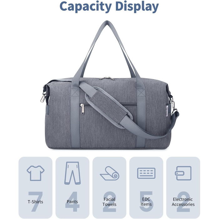 Ручна поклажа Narwey 40L Grey (45x36x20 см) - Сумка вихідного дня/Спорт для жінок та чоловіків