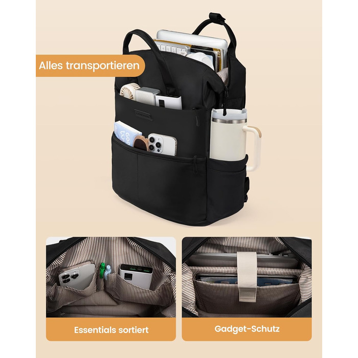 LOVEVOOK Рюкзак для жінок з відділенням для ноутбука 15.6 дюймів, шкільний, для подорожей, університету, бізнесу (17,3 дюйми, чорний)