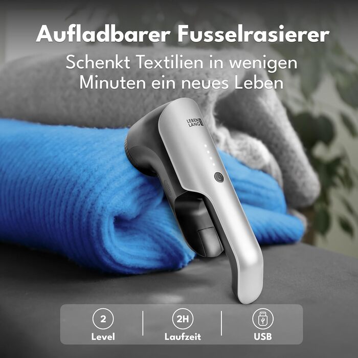 Електричний видалення ворсу LEBENLANG - з LED дисплеєм та пензлем для чищення, до 2 годин роботи, для одягу