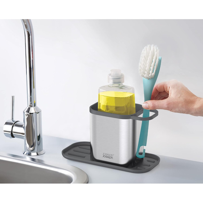 Підставка для раковини Joseph Joseph Duo, сіра (сталь), з тримачем для губки