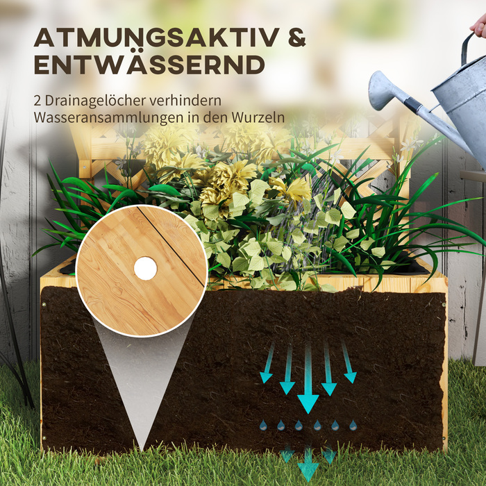 Підвищене грядка з шпалером, ящик для квітів, 2 полиці, дренажні отвори, 76 x 33 x 177 см