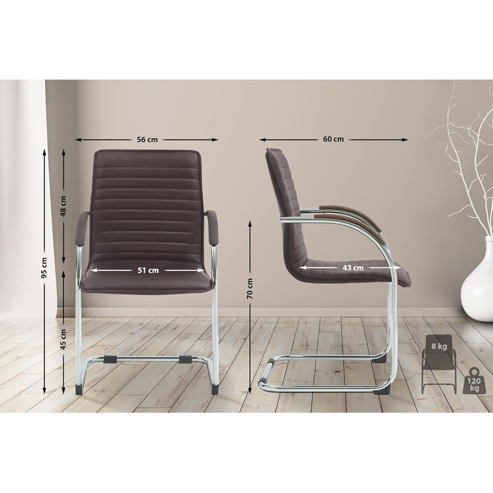 Набір з 2-х відкидних крісел Tira з штучної шкіри, коричневого кольору, з м'яким сидінням