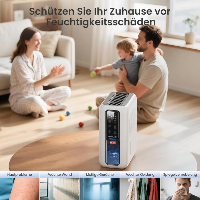 Електричний осушувач повітря з 2L баком та контролем вологості - тихий, для ванної кімнати, шафи. Білий та чорний кольори