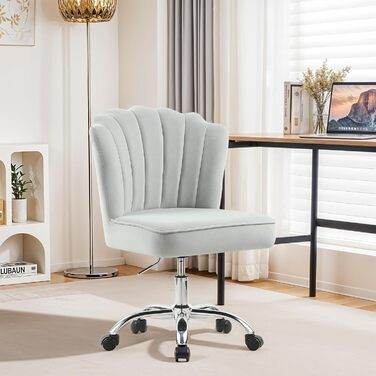 Крісло для офісу Fiximaster Homeoffice, крісло для робочого столу, обертове, регульоване по висоті, з м'якою оббивкою з велюру, золоті ніжки, для робочого кабінету, спальні, до 135 кг, зелений/світло-сірий