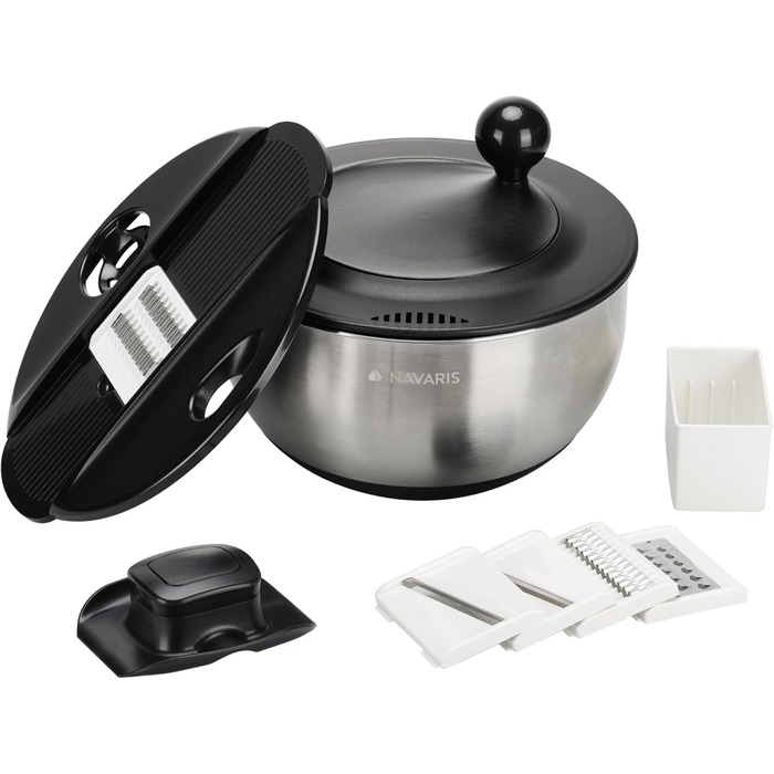 Salatschleuder Navaris з нержавіючої сталі: сушарка для салату з кришкою та ситом - сушарка для салатів