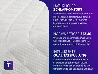 Ортопедична подушка для ніг Traumnacht Medical для запобігання пролежнів, бавовняний двошаровий чохол, сертифікат Öko-Tex, німецька якість, білий колір