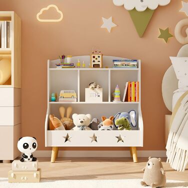 Дитяча полиця для іграшок та книг Garden 4 you, полиця для дитячої кімнати з 3 відкритими секціями, 60x30x63 см (білий)