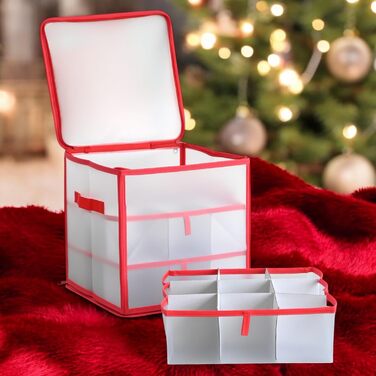 Сховищна коробка для прикрас на ялинку Mijoma, сортувальна, складана, прозора (33,5 x 34 x 64,5 см, 128 шт.)