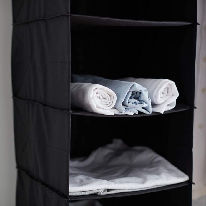 Підвісний шафа-органайзер складна підвісна полиця для зберігання речей шафа для одягу з 6 відділеннями для текстилю Підвісний тканинний шафа для одягу з светри, 20 см (чорний, 30 см)
