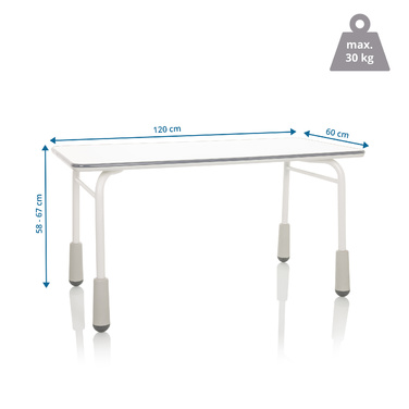 Дитячий стіл KID GRO T 120x60 см, регульована висота, світло-сірий колір, hjh OFFICE