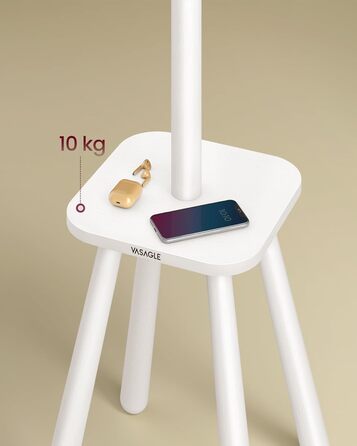 Вешалка для одежды VASAGLE RCR033B01 (Облачно-белый) с 8 крючками и полкой, 170.5 см, для прихожей, спальни