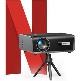 4K проєктор VISSPL 28000 люмен з автофокусом та корекцією трапецеїдальної спотворення, Wi-Fi 6, Bluetooth, Dolby Audio, Netflix, 360° обертовий штатив для домашнього кінотеатру та використання на відкритому повітрі