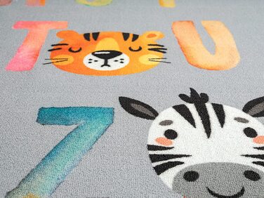 Дитячий килим щасливе життя, дитячий килим, килимок для ігор, що миється, килимок з цифрами, надувний килимок, цифри, рожевий, (200 х 290 см, алфавітно-сірий)