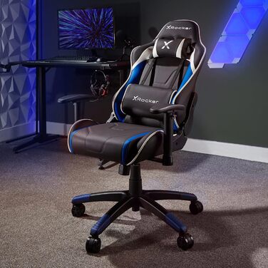 Ігрове крісло X Rocker Junior Carbon обертове чорно-синє