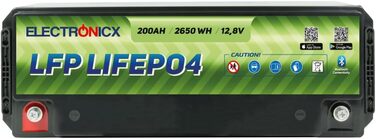 Акумуляторна батарея 200Ah 12.8V живлення акумулятор 2560Wh з функцією Bluetooth Літій-залізо-фосфатна батарея, включаючи додаток BMS, 4