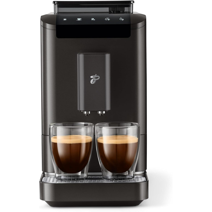 Повністю автоматична кавомашина Tchibo Esperto2 Caff з функцією на 2 чашки для пінки кави та еспресо, Granite Black