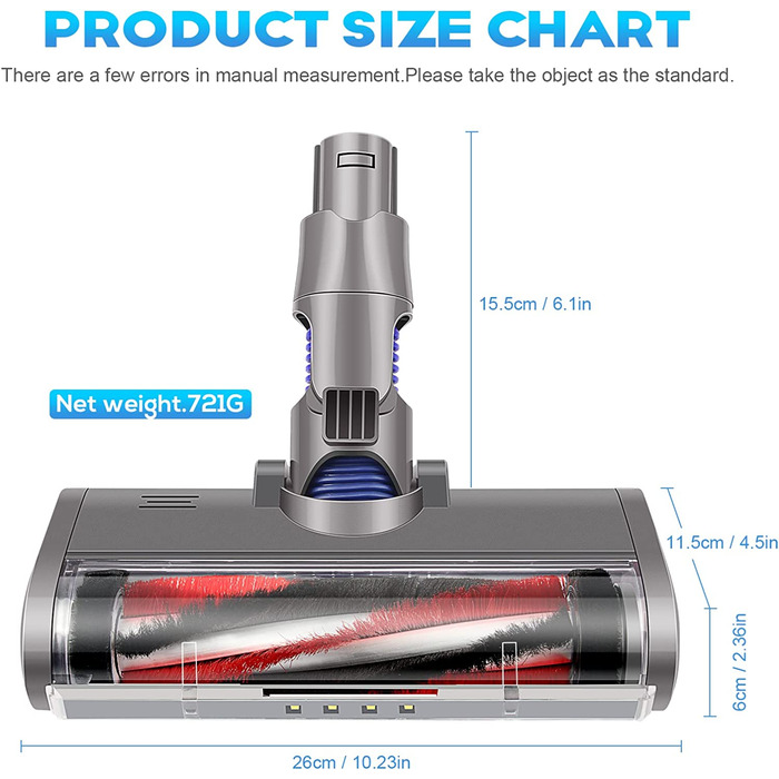 Головка пилососа ARyee сумісна з Dyson V6, V6 Absolute, V6 Animal Fluffy, V6 Trigger, V6 моторизований пилосос для підлоги серії