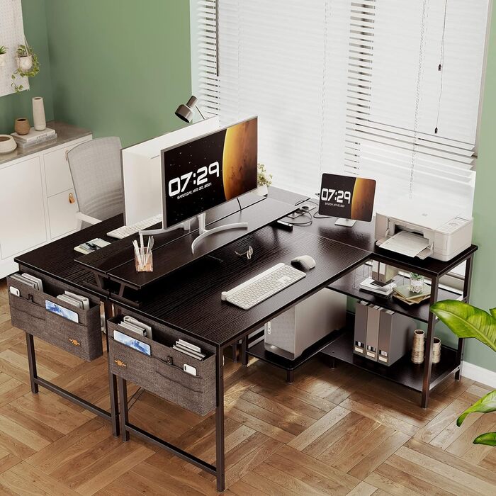 Ігровий стіл ODK кутовий з полицею і USB-портом 120x80x88 см чорний