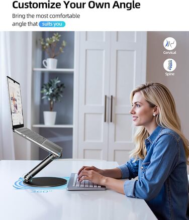 Стійка для ноутбука LULULOOK, регульована, 360° обертання, для MacBook, 10-17