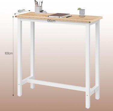 Набір барних стільців WOLTU: стіл та 2 стільці з металу та дерева (100x40x100 см, світлий дуб)