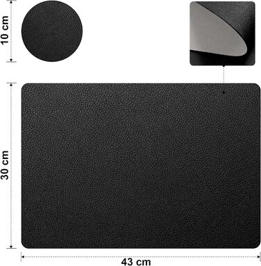 Набори підставки під тарілки 6 шт. з екошкіри, 43x30 см (червоний/сірий)