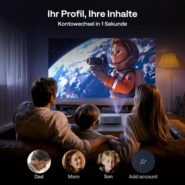 Aurzen Eazze D1 Smart Beamer: 4K проєктор для дому з Wi-Fi, Bluetooth, Netflix, Dolby Audio, автофокусом та корекцією трапеції. Підтримує Full HD 1080P. Білий (GTV)