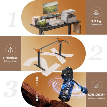 Регульований по висоті письмовий стіл Klicelor з LED-підсвіткою та розетками, 160x80 см, ігровий стіл для офісу з моніторною підставкою, чорний