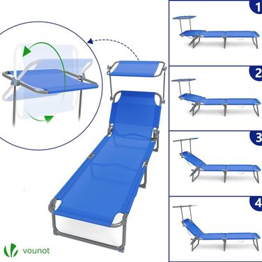 VOUNOT 2 шт. Розкладні шезлонги для саду, пляжу та басейну з регульованою спинкою (Блакитний)