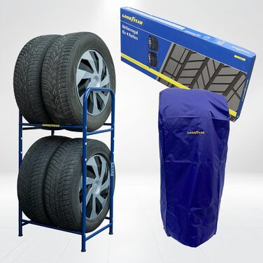 Стеляж для шин Goodyear на 4 шини, блакитний, 2 рівні, регульована висота, до 120 кг