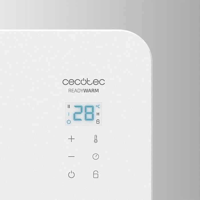 Конвектор Cecotec Ready Warm 6750 Crystal Connection з скляною панеллю, 2000 Вт, WiFi, термостат, таймер, підставка, для ванної кімнати (IP24), тихий, білий