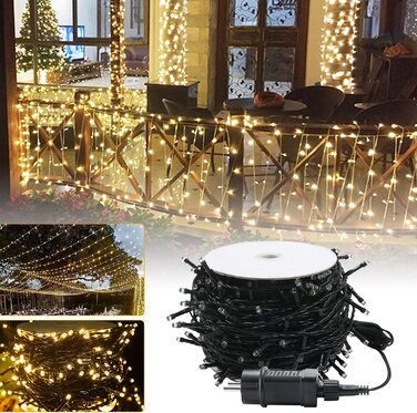 М 1000 світлодіодні гірлянди для зовнішнього прикраси інтер'єру на Різдво, Великдень, Хеллоуїн, весілля, вечірку, з 8 режимами освітлення, Водонепроникний IP44 (теплий білий, 80 м 800 світлодіодів), 100
