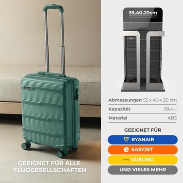 Набір валіз NUMADA Upfly T10 3 шт. ABS: ручна валіза 55x40x20 см, середній кофр 66x44x26 см, косметичка. Набір валіз, міцний та безпечний