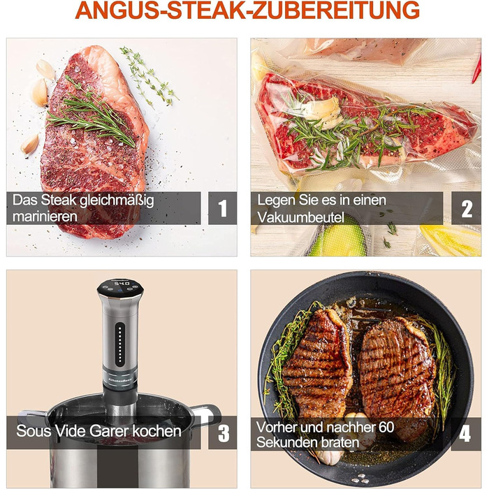 Су-від прилад KitchenBoss: прецизійний кухонний повар з LED дисплеєм, 1100W, IPX7, діапазон 40-90°C