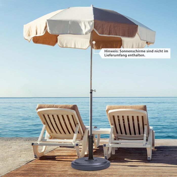 Підставка для парасольки Paramondo, кругла, срібна, з полімерного бетону, для масту діаметром до 50 мм, з адаптерними гільзами