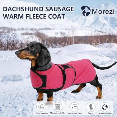 Зимова куртка MOREZI Dachshund, водонепроникна, вовна, регульовані ремені, M (L 47-50 см), рожева