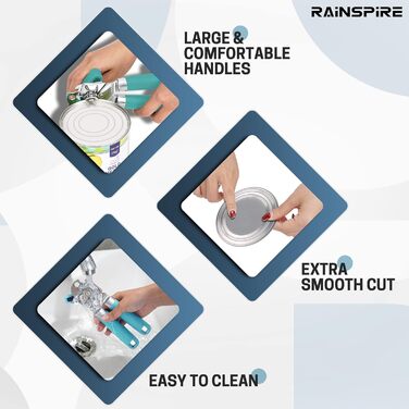 Відкривач консерв Rainspire ручний, міцний, з плавним зрізом, з відкривачем для пляшок, рожевий