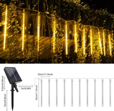 Світильники Acxilexy Solar Meteor, 30 см, 10 трубок, 240 LED, пульт, водонепроникні, теплий білий