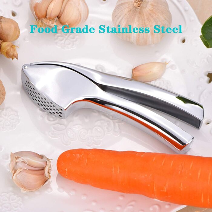Прес для часнику з нержавіючої сталі - професійний подрібнювач часнику та м'яса, прес для часнику, роздавильник, міцний, з надійною конструкцією, легко миється