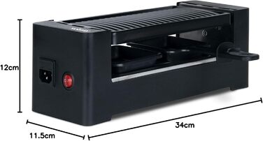 Wëasy Raclette 2-in-1: гриль та фондю, антипригарне покриття, для 4 осіб, збірний, чорний