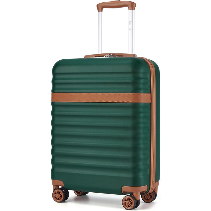 Чемодан-валіза KONO Mittelgroß (L) - зелено-коричневий, ABS+PC, TSA замок