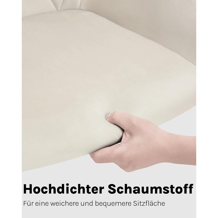 Крісла для їдальні WOLTU з підлокітниками та спинкою, для кухні, вітальні, їдальні, м'які крісла з оксамитовим покриттям, металеві ніжки, (кремовий, набір 8 шт)