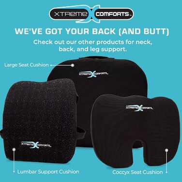 Подушка для сидіння Xtreme Comforts - підходить для офісного крісла, робочого столу, інвалідного візка та авто. Зручна спинна подушка з ручкою.