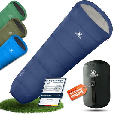 NORDBÄR® Спальний мішок 3 сезони, ультралегкий 750г/1500г, для кемпінгу та подорожей, тип мумія, компактний, 100GSM/300GSM, літній туристичний спальник