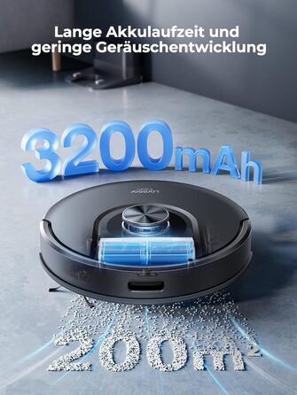 Робот-пилосос Laresar Clean 3-в-1 з функцією миття, 5000Pa, лазерна навігація, 180 хв, для тварин, килимів, твердих підлог, керування через додаток, 15 зон заборони (чорний)